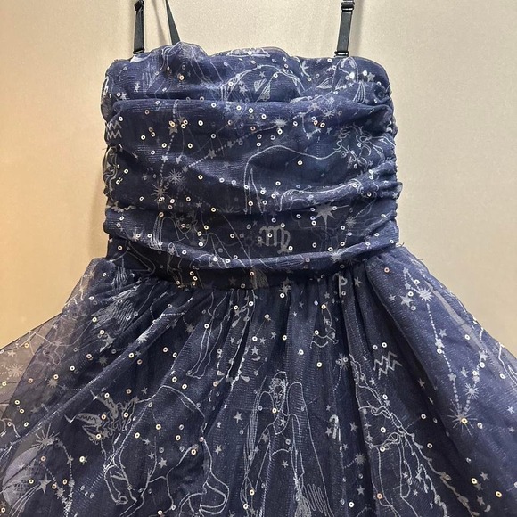 NEW STAUD Bettina Midi Strapless Gown Dress Constellation Star Chiffon Navy Blue - Picture 5 of 8